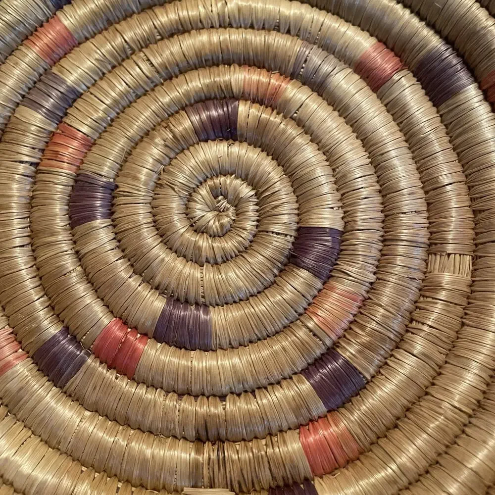 VTG Alaskan Eskimo Native American Indian Inuit Yupik Basket Woven Trivet.